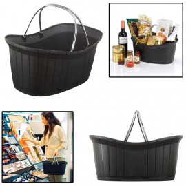 Cesto Per Spesa In Vimini Intrecciato Fatto A Mano - 43x27x20 Cm - Con Inserto In Tessuto Rimovibile - Ideale Per Frutta, Verdura O Regali