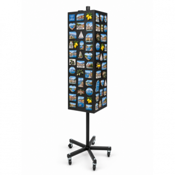 PORTA-MAGNETI ROTANTE QUADRIFACCIALE PER NEGOZI IN METALLO CM. 45x45x175H