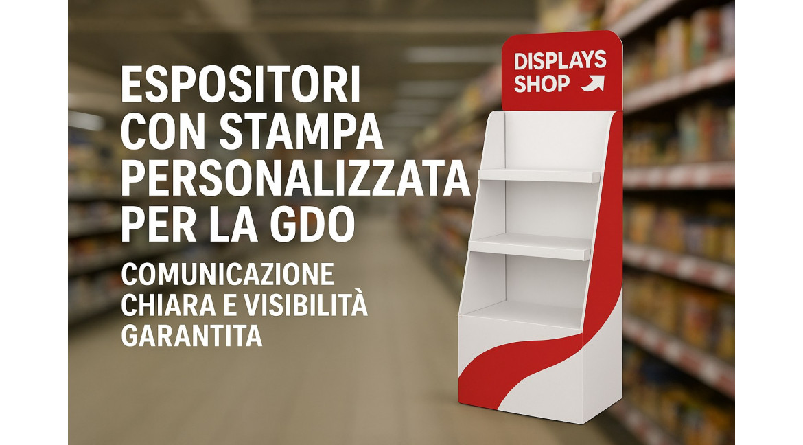 ESPOSITORI CON STAMPA PERSONALIZZATA PER LA GDO: COMUNICAZIONE CHIARA E VISIBILITA' GARANTITA