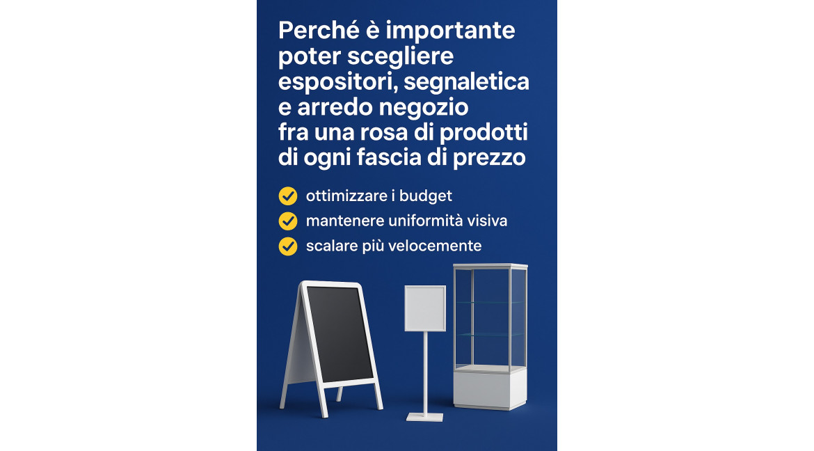 PERCHE' E' FONDAMENTALE POTER SCEGLIERE ESPOSITORI E SEGNALETICA IN OGNI FASCIA DI PREZZO