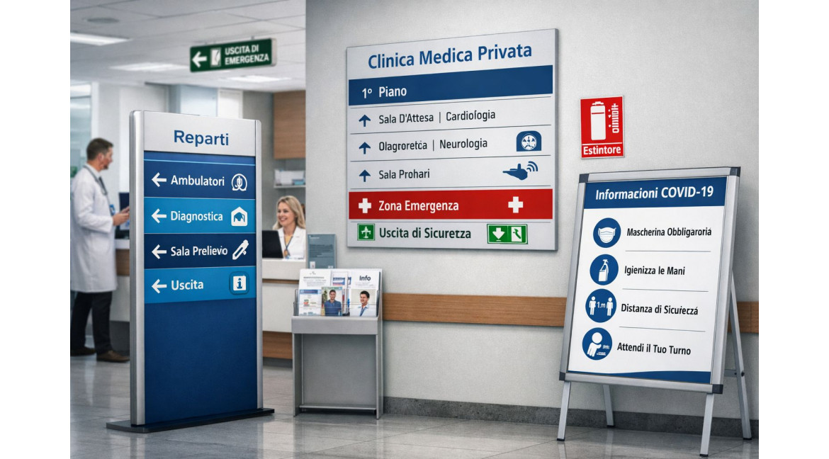 COME ORGANIZZARE LA SEGNALETICA INTERNA IN UNA CLINICA MEDICA PRIVATA