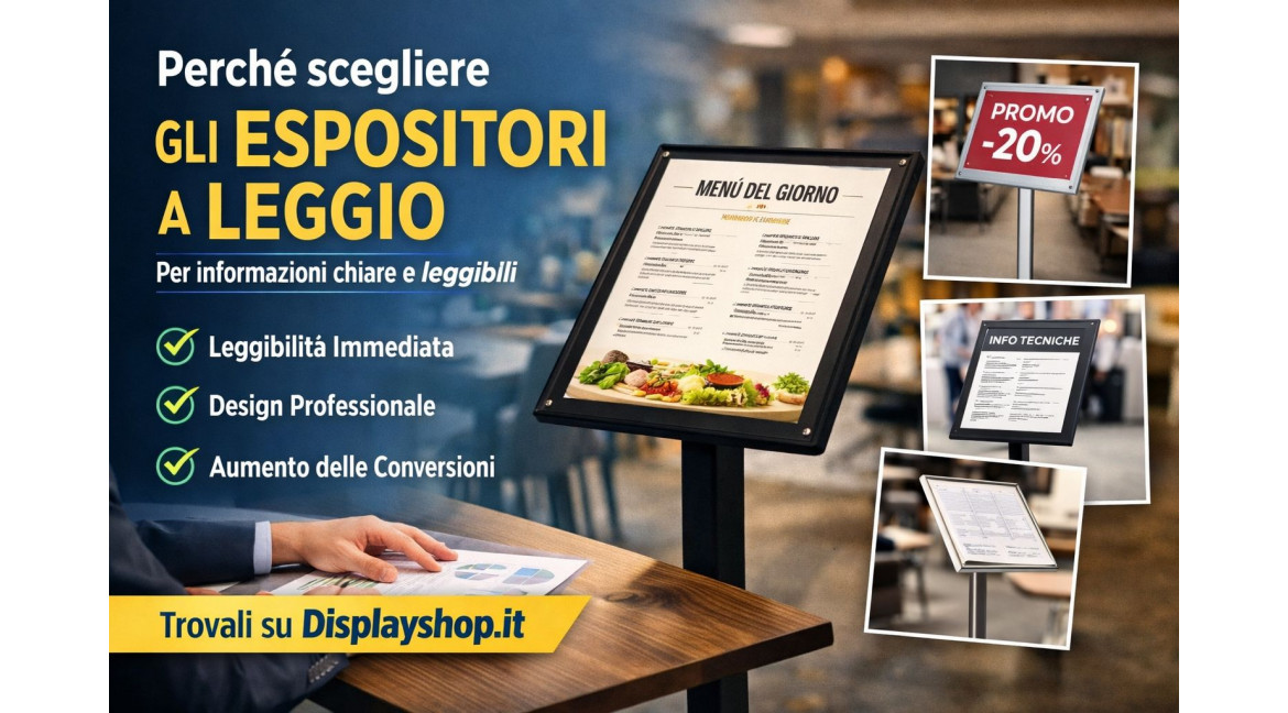 PERCHE' GLI ESPOSITORI A LEGGIO SONO IDEALI PER COMUNICARE INFORMAZIONI CHIARE E LEGGIBILI