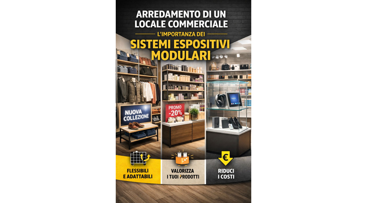 ARREDAMENTO DI UN LOCALE COMMERCIALE: L'IMPORTANZA DEI SISTEMI ESPOSITIVI MODULARI