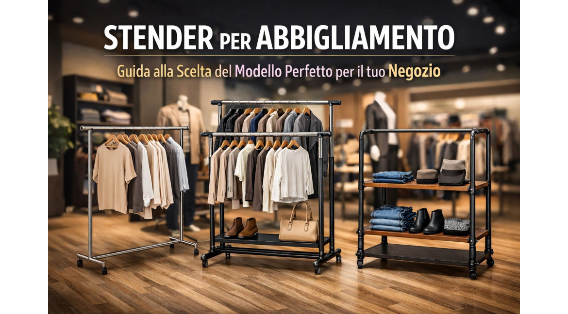 STENDER PER ABBIGLIAMENTO: GUIDA COMPLETA ALLA SCELTA DEL MODELLO GIUSTO PER IL TUO NEGOZIO