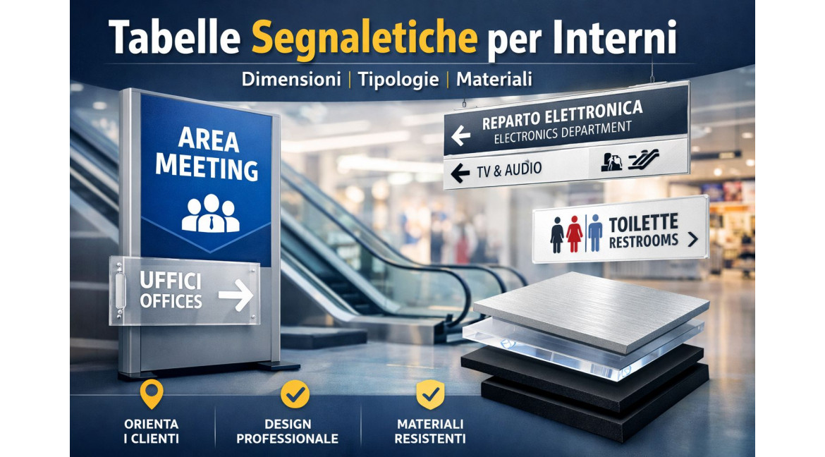 TABELLE SEGNALETICHE PER INTERNI: COME SCEGLIERE DIMENSIONI, TIPOLOGIE E MATERIALI