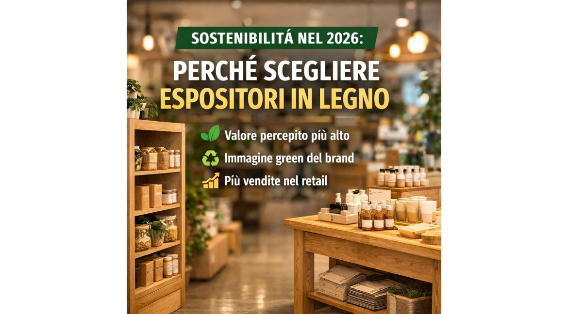 SOSTENIBILTA' NEL 2026: PERCHE' SCEGLIERE ESPOSITORI IN LEGNO