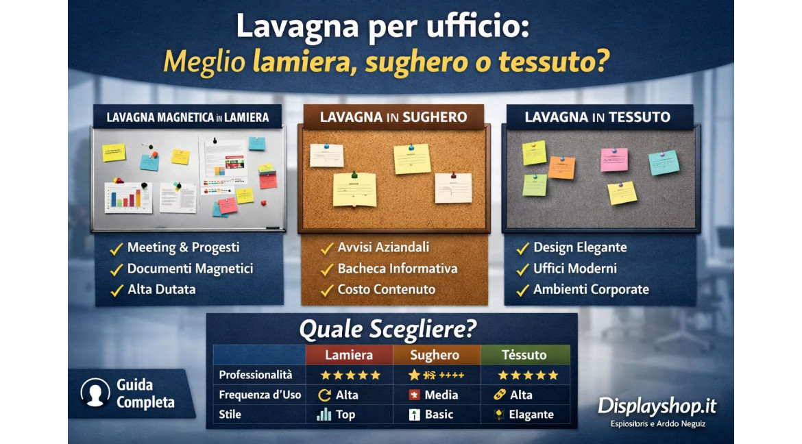 LAVAGNA PER UFFICIO: MEGLIO CON FONDO IN LAMIERA, SUGHERO O TESSUTO?