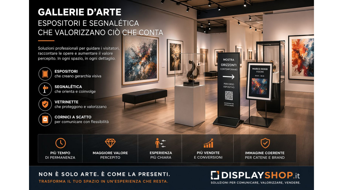 GALLERIA D'ARTE : GUIDA COMPLETA ALL'UTILIZZO DI ESPOSITORI E SEGNALETICA 