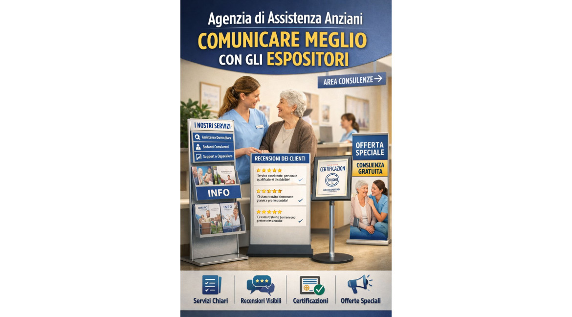 AGENZIA DI ASSISTENZA ANZIANI: COME UTILIZZARE GLI ESPOSITORI PER COMUNICARE MEGLIO COI CLIENTI