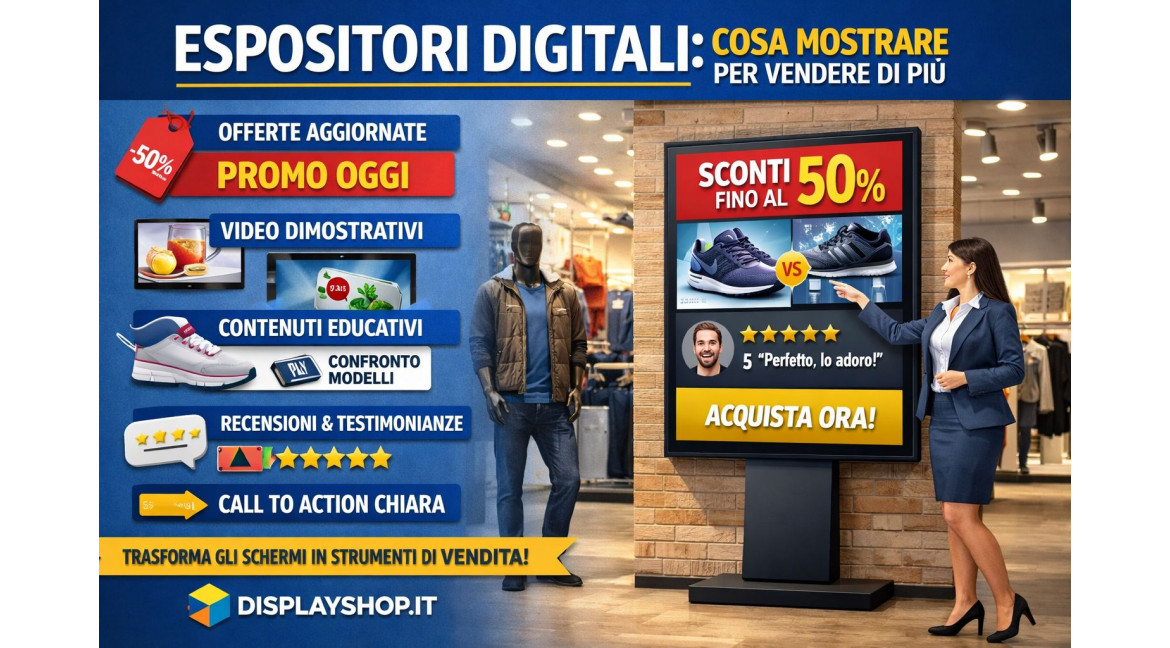 QUALI INFORMAZIONI CONDIVIDERE NEGLI ESPOSITORI DIGITALI PER IL PUNTO VENDITA