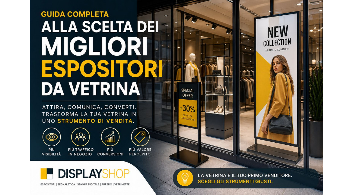 GUIDA COMPLETA ALLA SCELTA DEI MIGLIORI ESPOSITORI DA VETRINA - EDIZIONE 2026
