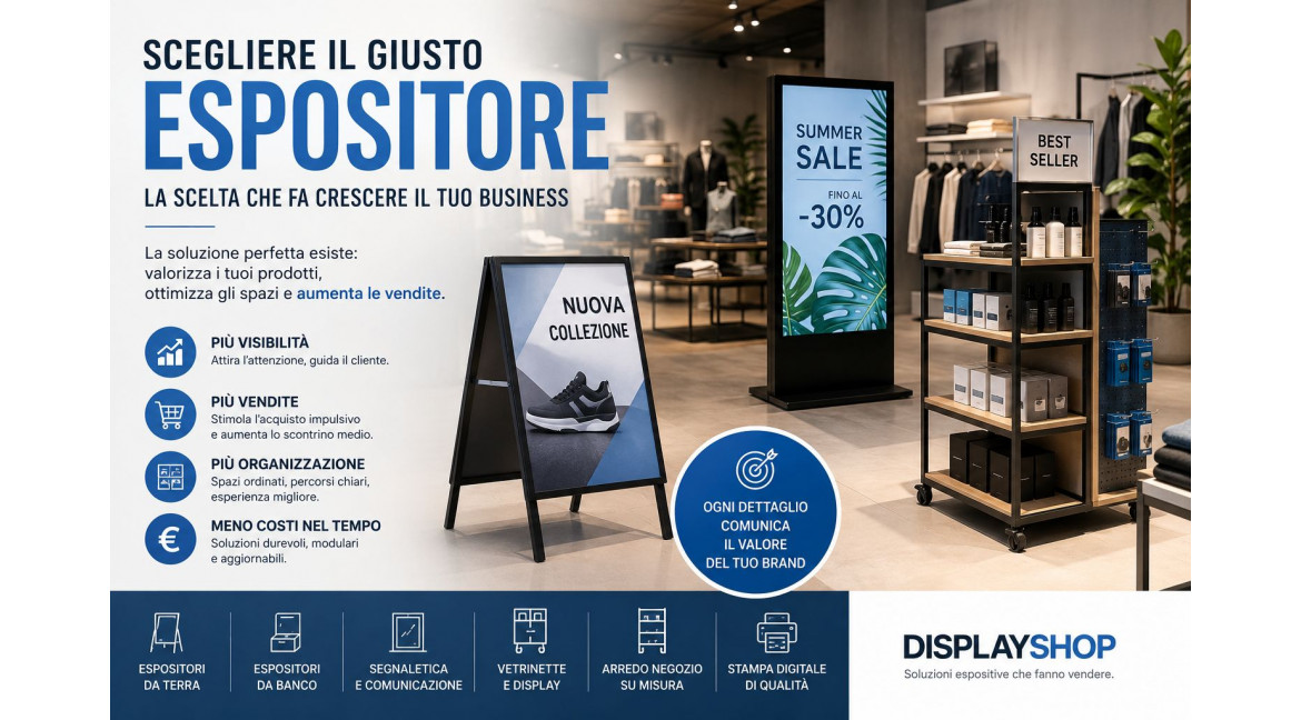 COME SCEGLIERE IL GIUSTO ESPOSITORE PER LA TUA ATTIVITA' OTTIMIZZANDO I COSTI