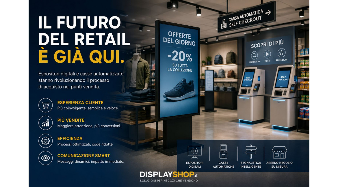 COME ESPOSITORI DIGITALI E CASSE AUTOMATICHE CAMBIERANNO IL PROCESSO DI ACQUISTO NEI PUNTI VENDITA