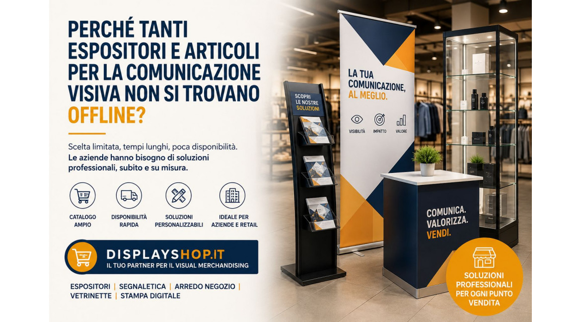 PERCHE' TANTI ESPOSITORI E ARTICOLI PER LA COMUNICAZIONE VISIVA NON LI TROVI OFFLINE