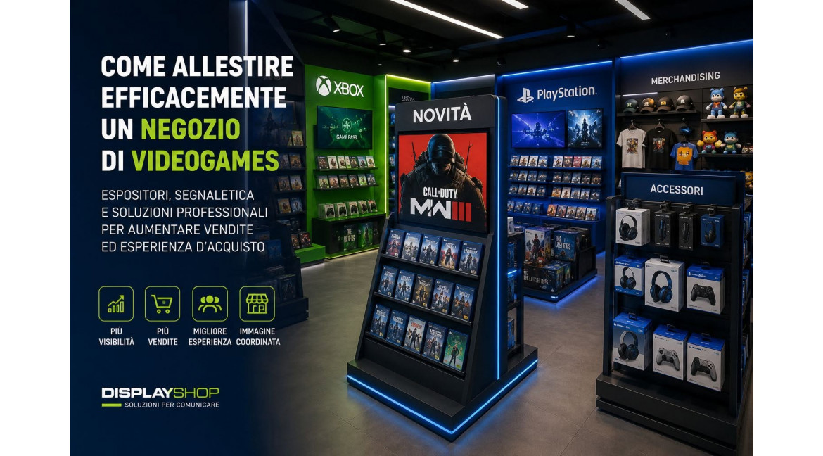 COME ALLESTIRE EFFICACEMENTE UN NEGOZIO DI VIDEOGAMES CON GLI ESPOSITORI