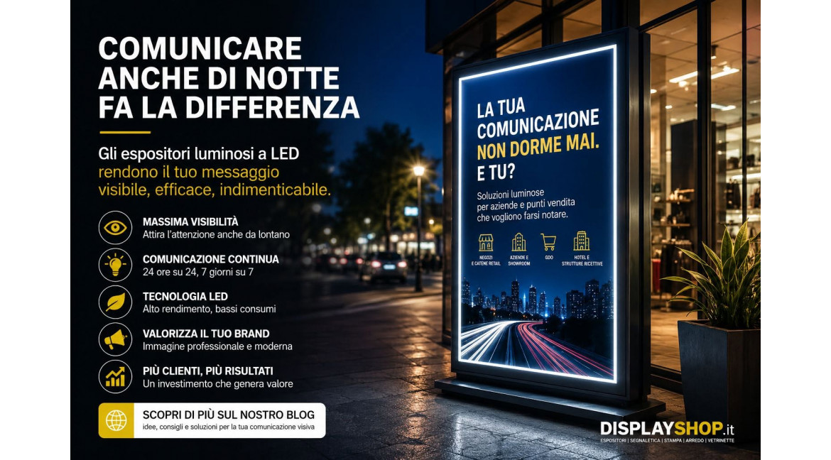 COME COMUNICARE CON GLI UTENTI NELLE ORE NOTTURNE GRAZIE AGLI ESPOSITORI LUMINOSI A LED