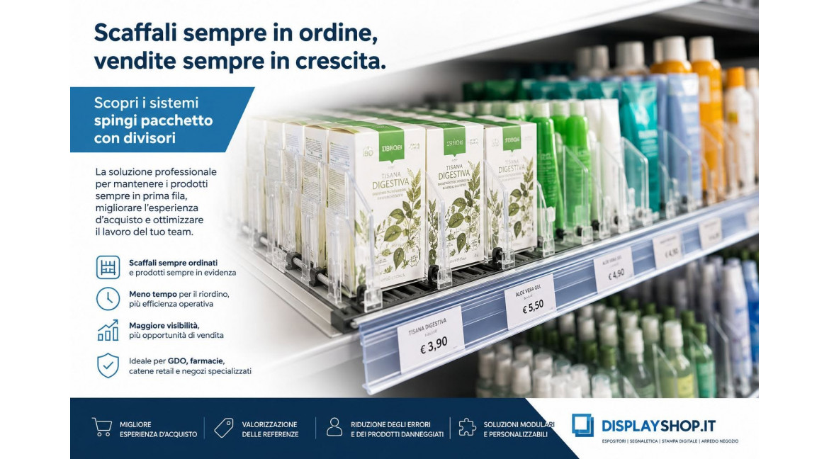 COME AVERE SCAFFALI SEMPRE IN ORDINE GRAZIE AI SISTEMI SPINGI PACCHETTO CON DIVISORI