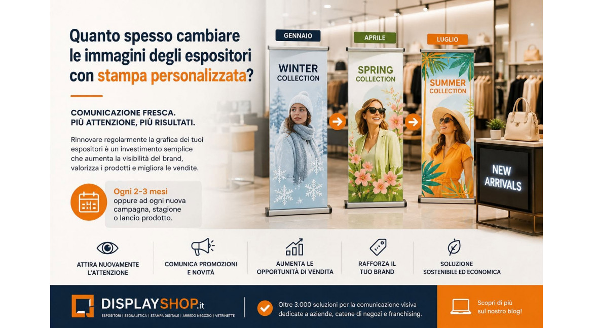 QUANTO SPESSO CAMBIARE LE IMMAGINI DEGLI ESPOSITORI CON STAMPA PERSONALIZZATA: GUIDA COMPLETA