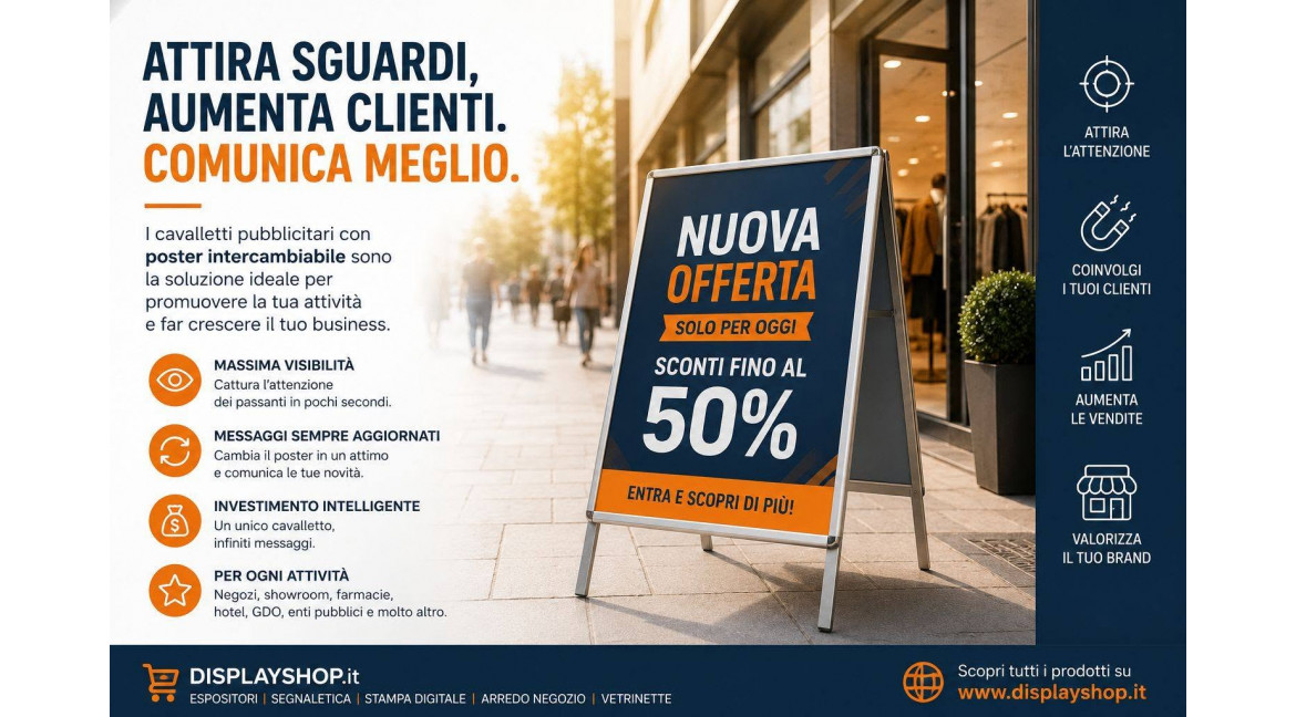 COME ATTIRARE L'ATTENZIONE DEI PASSANTI CON I CAVALLETTI PUBBLICITARI A POSTER INTERCAMBIABILE: GUIDA COMPLETA