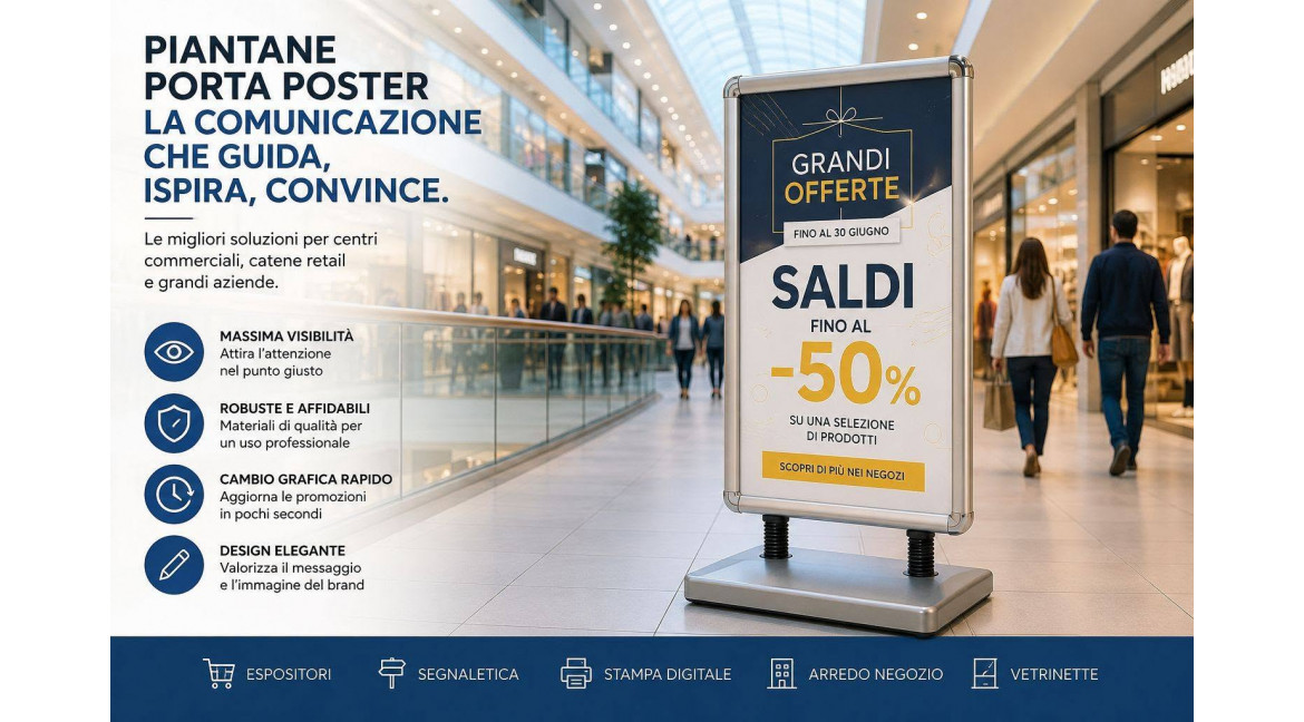 QUALI SONO LE MIGLIORI PIANTANE PORTA POSTER DA UTILIZZARE IN UN CENTRO COMMERCIALE