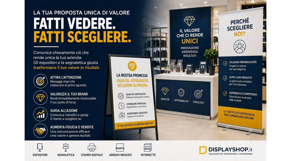 PERCHE' LA PROPOSTA UNICA DI VALORE E' IMPORTANTE, E COME COMUNICARLA UTILIZZANDO GLI ESPOSITORI