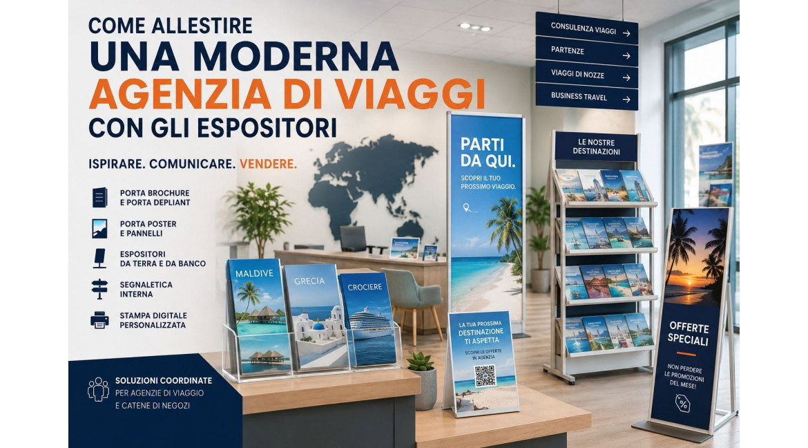COME ALLESTIRE UNA MODERNA AGENZIA DI VIAGGI CON GLI ESPOSITORI