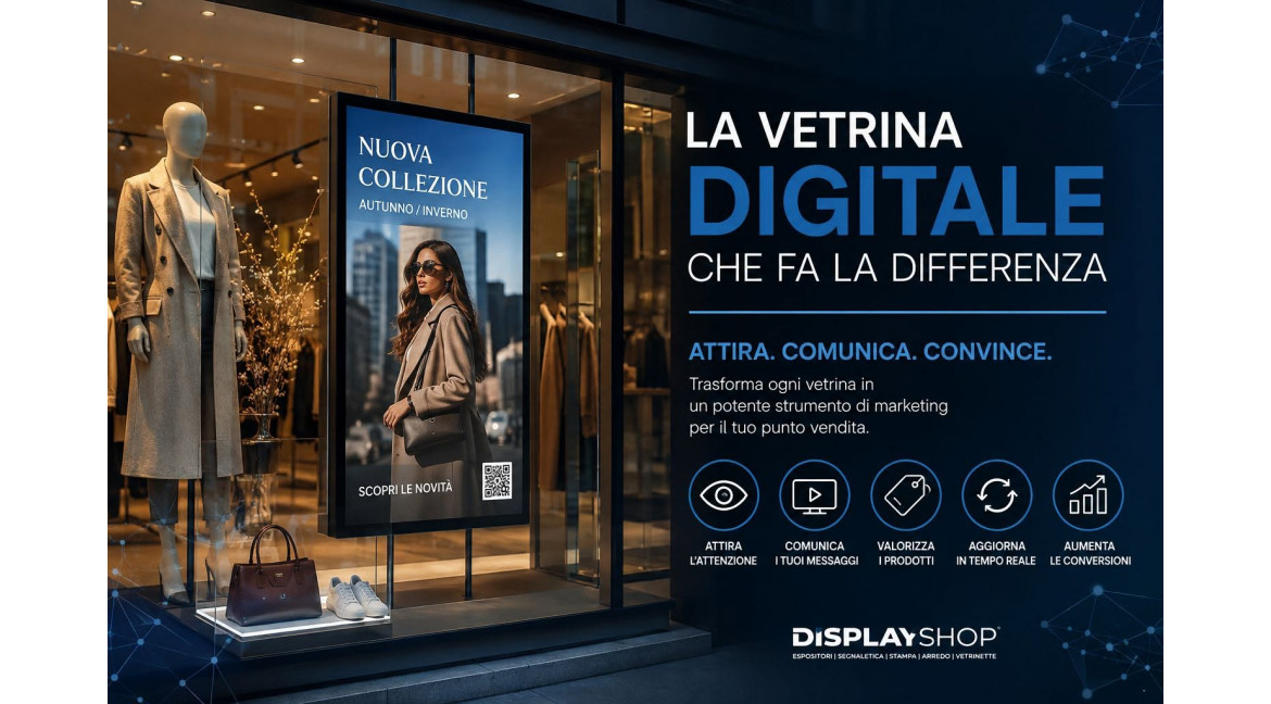 PERCHE' UN ESPOSITORE DIGITALE ALL'INTERNO DI UNA VETRINA RENDE IL NEGOZIO UNICO E ATTRATTIVO