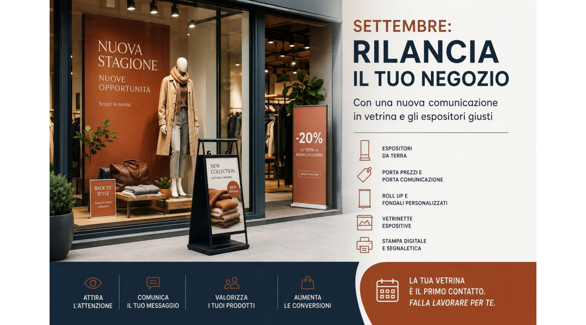 COME RILANCIARE UN NEGOZIO IN SETTEMBRE, CON UNA NUOVA COMUNICAZIONE (E QUALI ESPOSITORI UTILIZZARE)