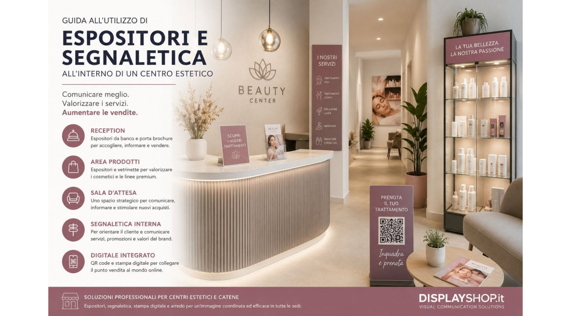 GUIDA ALL'UTILIZZO DEGLI ESPOSITORI E DELLA SEGNALETICA ALL'INTERNO DI UN CENTRO ESTETICO