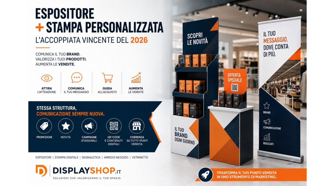 PERCHE' ESPOSITORE + STAMPA PERSONALIZZATA E' L'ACCOPPIATA VINCENTE DEL 2026 PER LE AZIENDE ITALIANE