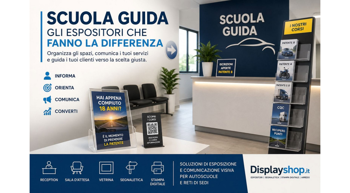 SCUOLA GUIDA: DOVE E PERCHE' UTILIZZARE GLI ESPOSITORI