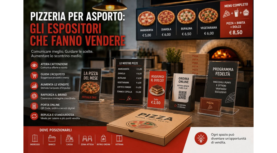PIZZERIA PER ASPORTO: GUIDA COMPLETA ALL'UTILIZZO DEGLI ESPOSITORI