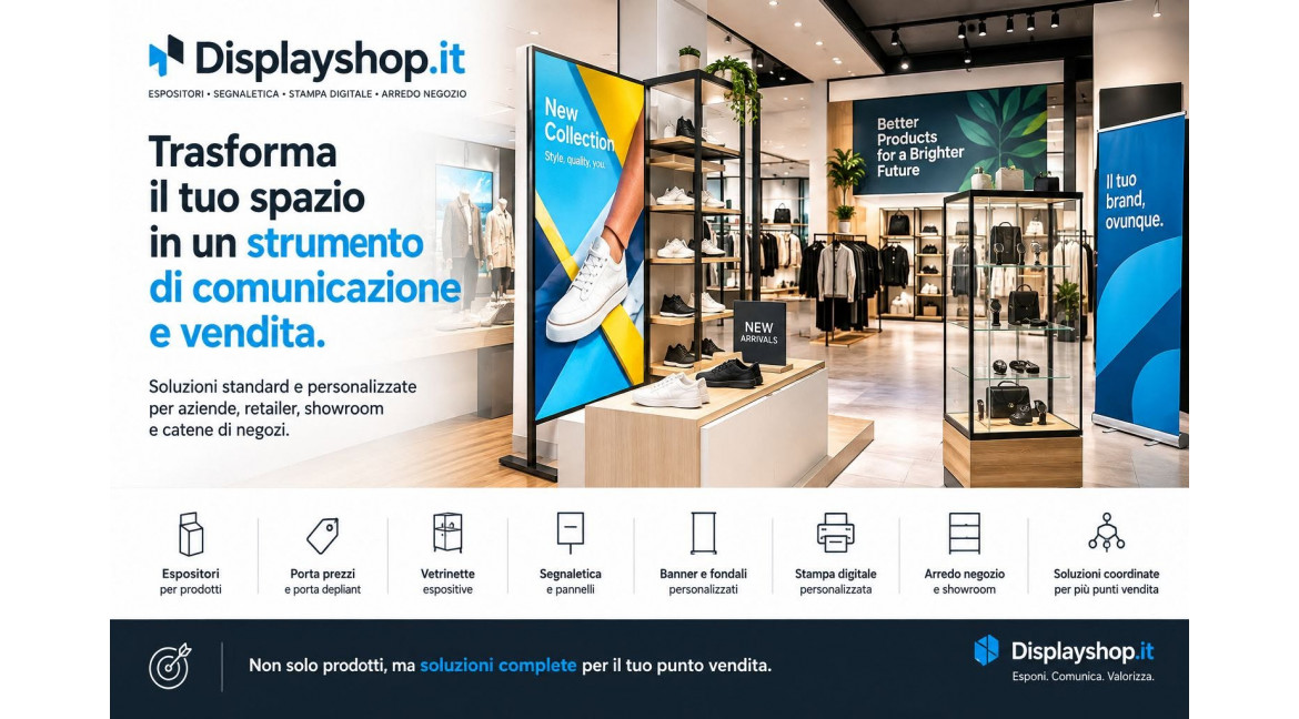 COME PROGETTARE ESPOSIZIONE E COMUNICAZIONE VISIVA: LE SOLUZIONI DISPLAYSHOP PER AZENDE, UFFICI E NEGOZI
