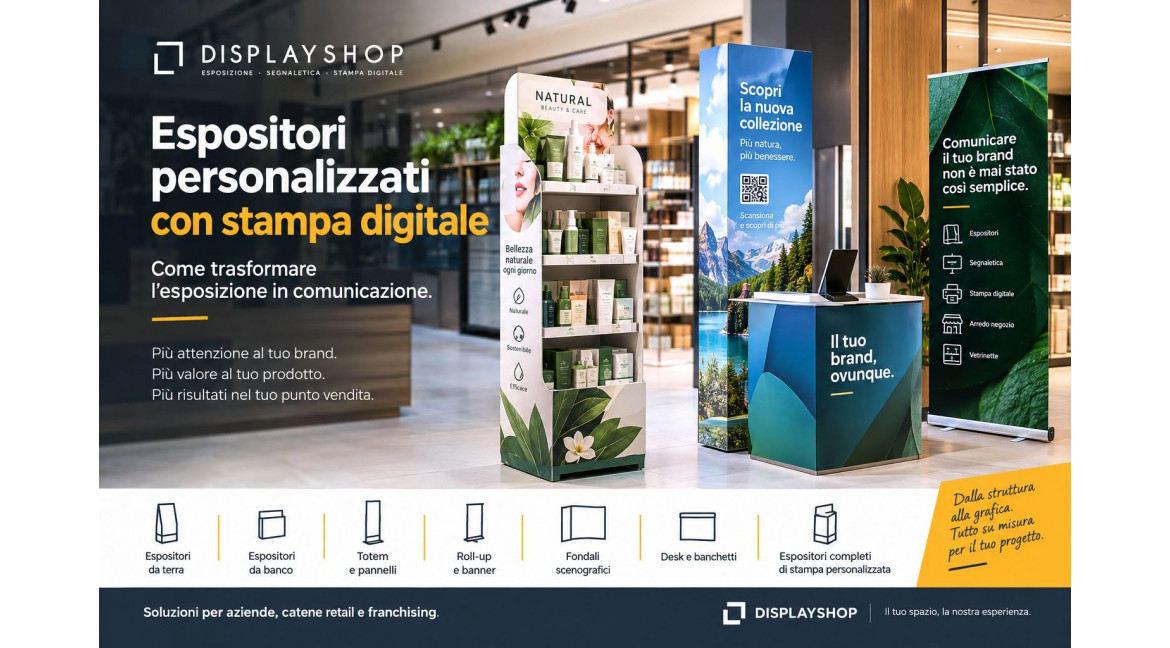 ESPOSITORI PERSONALIZZATI CON STAMPA DIGITALE: COME TRASFORMARE L'ESPOSIZIONE IN COMUNICAZIONE 