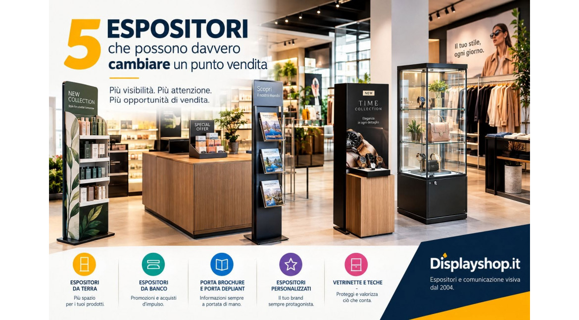5 ESPOSITORI CHE POSSONO DAVVERO CAMBIARE UN PUNTO VENDITA