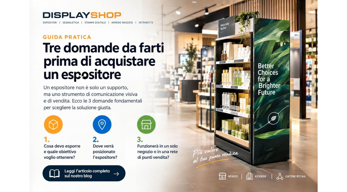 TRE DOMANDE DA FARTI PRIMA DI ACQUISTARE UN ESPOSITORE: LA GUIDA PER SCEGLIERE QUELLO GIUSTO