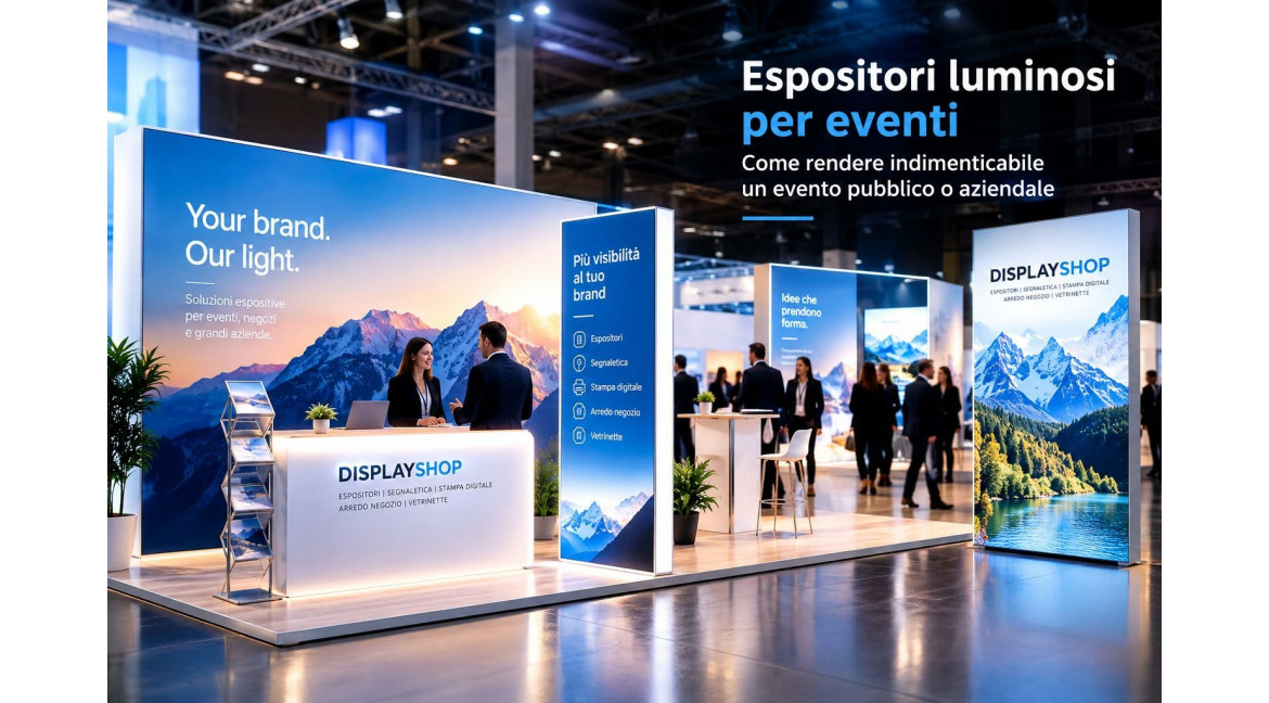 ESPOSITORI LUMINOSI PER EVENTI: COME RENDERE INDIMENTICABILE UN EVENTO PUBBLICO O AZIENDALE?