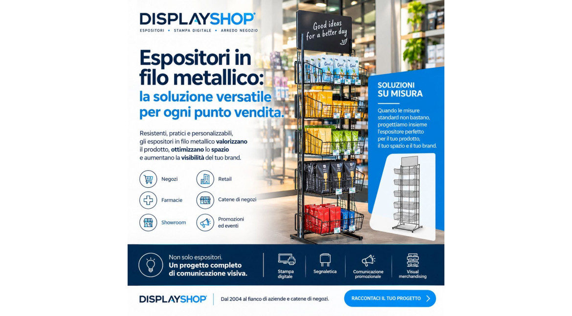 PERCHE' DISPLAYSHOP E' LO SPECIALISTA DEGLI ESPOSITORI IN FILO METALLICO (ANCHE SU MISURA)